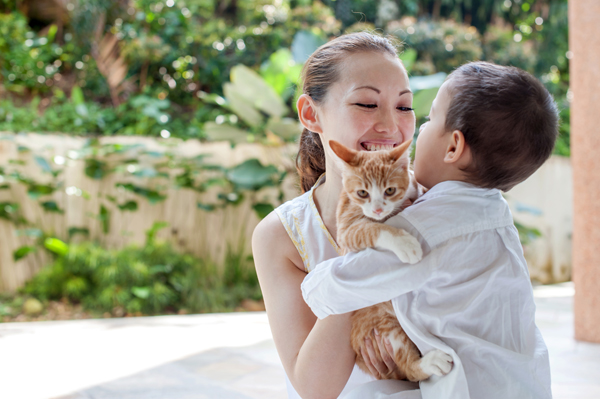 Woman & Child with Pet Woman & Child with Pet