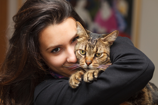 Woman holding cat